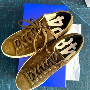P448 Olive Suede Lace-Up Sneakers